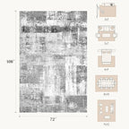 Rugflix 6x9 Area Rugs for Living Room, Washable Grey Large Rug