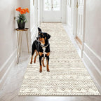 2x8 Washable Kitchen Runner Rug: Modern Moroccan Runners for Hallway Soft Non Slip Rugs with Rubber Backing Low Pile Thin Waterproof Floor Carpet for Entryway Bedroom Bathroom Indoor 2x8 Beige