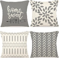 YCOLL Pillow Covers 22x22 Set of 4, Modern Sofa Throw Pillow Cover, Decorative Outdoor Linen Fabric Pillow Case for Couch Bed Car，Gray