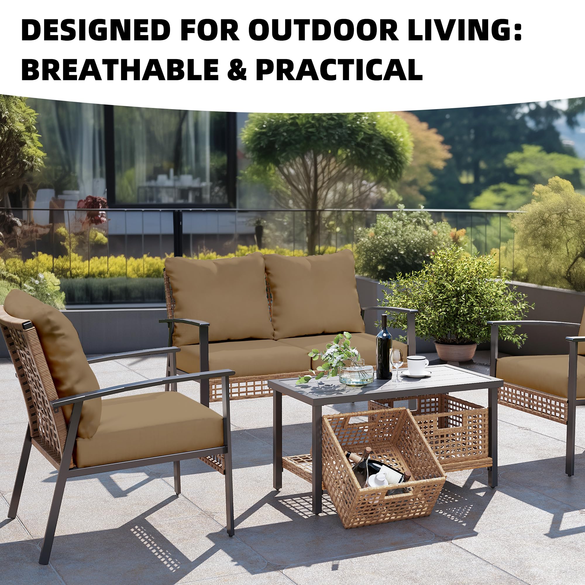 DREAHOTEXTIL 8Pcs Outdoor Cushion Covers, Elastic Patio Cushion Covers