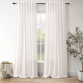 Semi Sheer Linen Curtains 120 Inches for Living Room Sets Back Tab Flax Textured Natural Ivory White Extra Long Curtain Privacy Chic Light Filtering High Window Drapes Bedroom 52X120,2 Panel