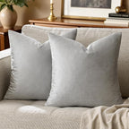GIGIZAZA Big Velvet 24x24 Pillow Covers Silver Grey Pack of 2 Square Modern Throw Pillows Luxury Covers Decorative Pillows for Living Room Couch Sofa Pillow Cases