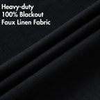 MIULEE 100% Blackout Linen Curtains for Bedroom 52x84 Inches Black