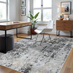 5x8 Area Rugs for Living Room Rug Washable: Abstract Rug for Dining Room Bedroom Carpet Non Slip 5 by 8 Indoor Modern Nursery Home Office Black Grey Gold