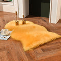 duduta Yellow Faux Sheepskin Rug 2x3 ft, Small Faux Fur Chair Covers