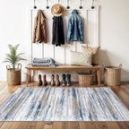 3x4 Rugs Washable Entry Rug: Easy-to-Clean Carpets for Large Entryway Hallway Kitchen Bedroom - Stain and Water Resistant Carpet with Non-Slip Backing - Soft Low-Pile Door Mat Navy Grey