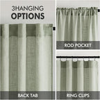 MIULEE Sage Linen Curtains 72 Inch Length 2 Panels for Bedroom Living Room,Green Soft Thick Linen Textured Window Drapes Semi Sheer Light Filtering Back Tab Rod Pocket Burlap Look Decor