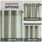 MIULEE Sage Linen Curtains 52x96 Inch Long for Bedroom Living Room Green