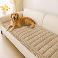 hyha Couch Covers for Dogs Washable, Non Slip Plush Dog Sofa Protectors, Fuzzy Pet Couch Covers for 3 Cushion Sofa Pet Friendly (Khaki, 27.6" x 47")