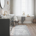2x3 Washable Rugs for Kitchen, Floor, Entryway, Powder Room Small Area Rug Non-Slip Vintage Low Pile Throw Door Mat Grey