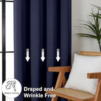 Simplebrand Ava Navy Blue Short 36 Inches Blackout Curtain 2 Panels Set, Half Window Rod Pocket Privacy Curtain Tiers for Kitchen, Curtains Blackout for Bathroom Shades, W40 x L36 Inch, Navy Blue