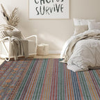Nakagishi 8X10 Area Rugs Living Room: Washable Large Vintage Rug Neutral Non-Slip Soft Stain Resistant Indoor Carpet for Bedroom Nursery Dining Room Office Playroom - Multi Color