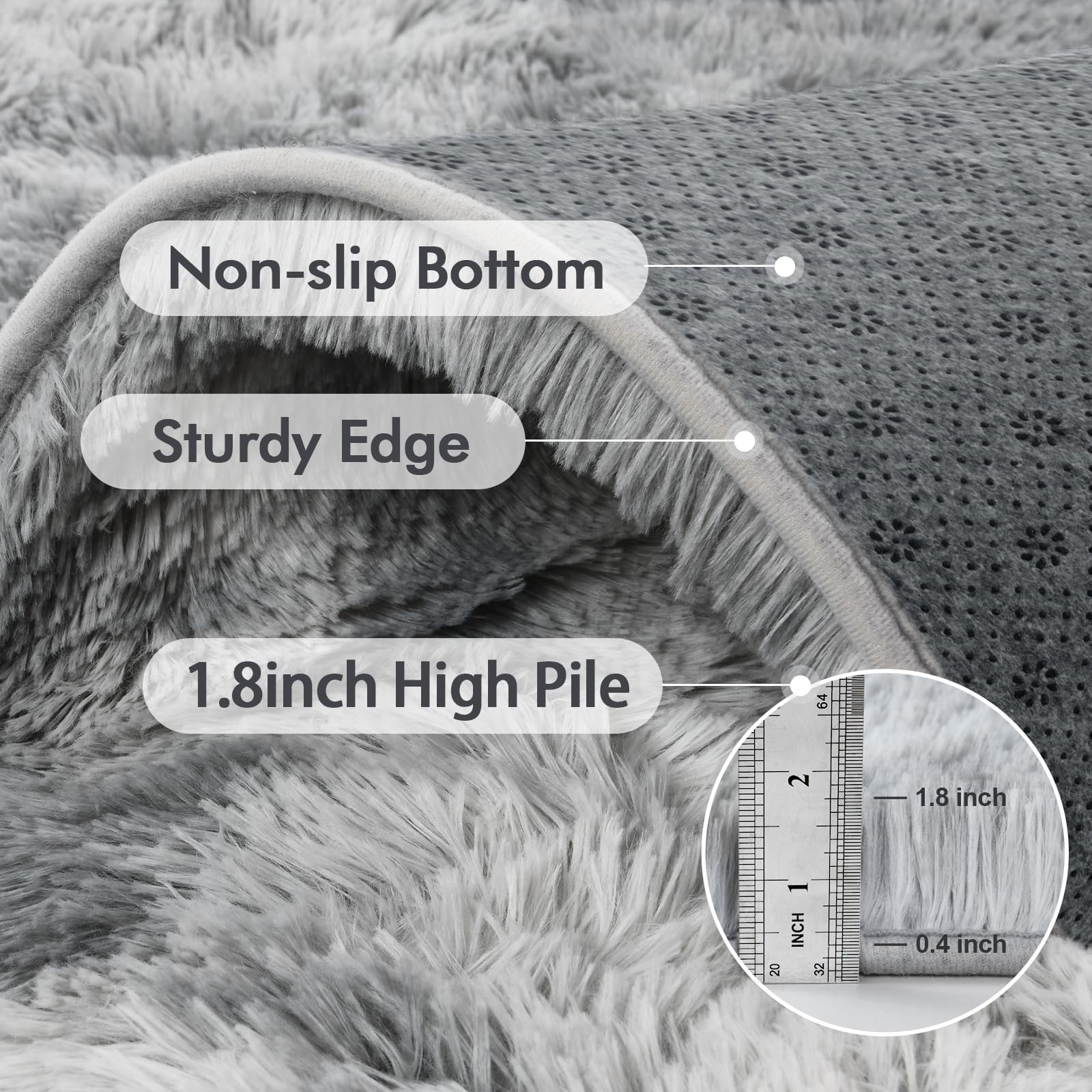 7x10 Ft Extra Large Shag Rugs for Living Room, Tie Dyed Ultra Soft Fluffy Furry Area Rugs for Bedroom Indoor Floor, Aesthetic Carpet for Kids Home Decor (Light Grey)