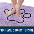 OLANLY Dog Door Mat for Muddy Paws 48x30, Paw Print Design Chenille Mud Mat