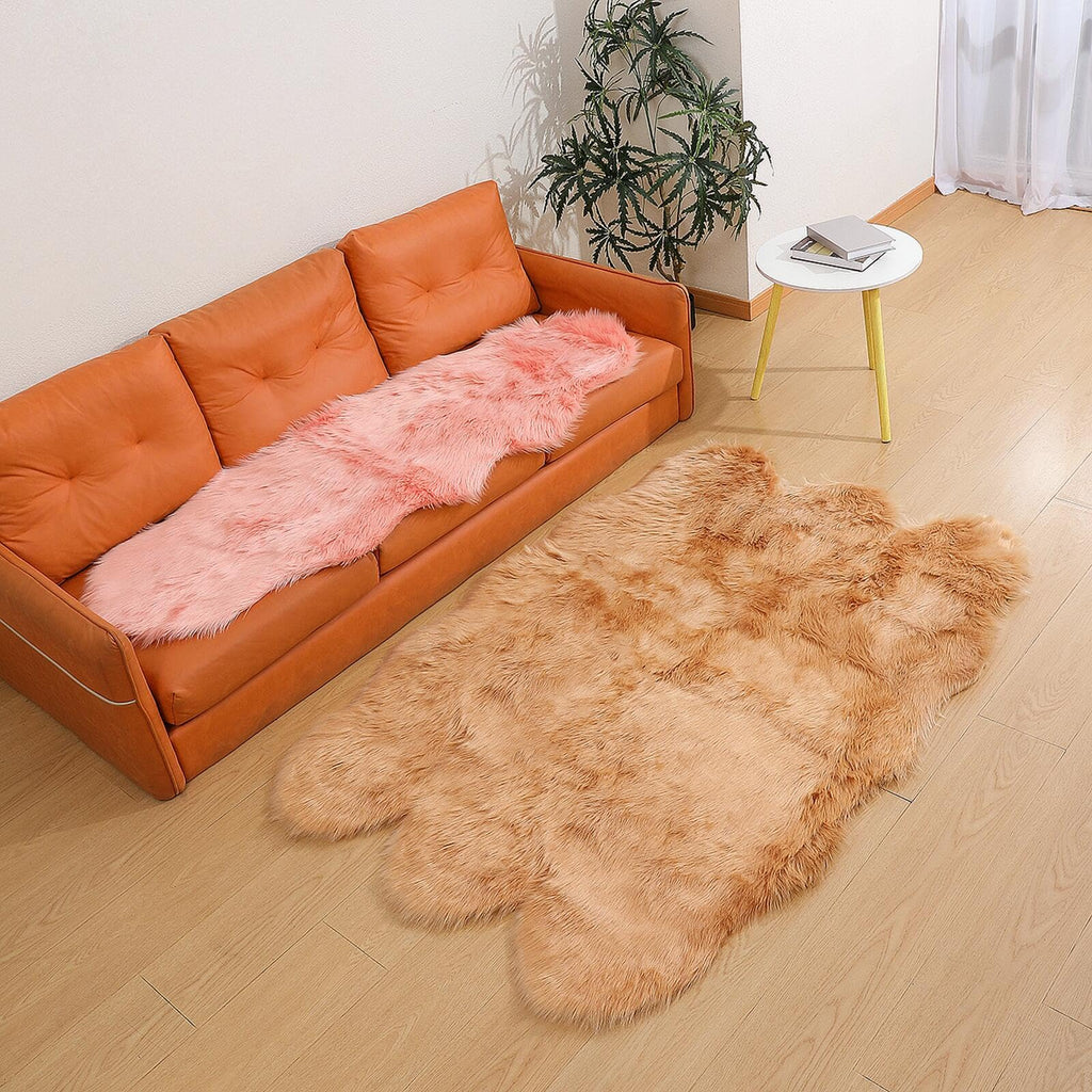 linmopm Faux Fur Sheepskin Rug, Beige, 4x6 ft