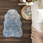 Ashler HOME DECO Soft Faux Fox Fur Rug Chair Couch Cover Area Rug for Bedroom Floor Sofa Living Room White Blue 2 x 2.8 ft