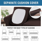 H.VERSAILTEX 4 Piece Stretch Sofa Covers for 3 Cushion Couch Covers for Living Room Furniture Slipcovers (Base Cover Plus 3 Seat Cushion Covers) Upgraded Thicker Jacquard Fabric (XL Sofa, Chocolate)