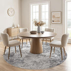 UERMEI 6ft Round Area Rug Living Room Rugs - 6x6 Washable Neutral Modern Abstract Soft Thin Rug Indoor Floor No Slip Rug Carpet for Bedroom Under Dining Table Home Office Decor - Grey