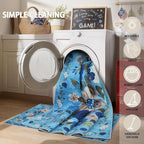 Area Rugs 10x14 Living Room, Non Slip Machine Washable Floral Rugs, Low Pile Lightweight Large Rug for Bedroom, Dining Room, Home Office(10 x 14, Blue Garden)