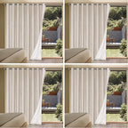 H.VERSAILTEX Linen Blackout Curtains Durable Thick Textured Linen Look 100% Blackout Patio Door Curtain Anti Rust Grommet Extra Wide Sliding Door Curtain Panel, Natural，W100 x L108 inch (Pack of 4)