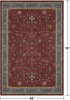 Turkish 4x6 Rug for Living Room Small - Area Rug for Kitchen, Bedside, Foyer Large Entryway Indoor - Washable Stain Resistant Non Slip, Unique Victorian Art Deco, Maroon & Burgundy