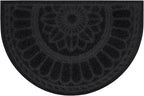 Mohawk Home Entryway Door Mat 2' X 3' All Weather Outdoor Non Slip Recycled Rubber Doormat, Rope Impressions Black
