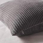 Topfinel Neutral Grey Decorative Throw Pillow Covers 18x18 Inch Set of 4,Modern Farmhouse Striped Corduroy Cushion Cases,Square Euro Shams for Sofa,Bedroom,Floor,Car(45cm Dark Gray)