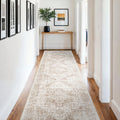 4x12 Washable Hallway Runner Rug: Vintage Wide Low Pile Rugs IvoryBeige