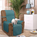 U-NICE HOME Recliner Chair Covers Reversible Quilted Water Repellent Pet Protectors with Elastic Straps (23''Recliner Small, Blue/Beige)