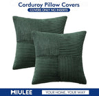 MIULEE Army Green Decorative Throw Pillow Covers 16x16 Inch for Couch Bed Sofa Pack of 2 Boho Farmhouse Throw Pillows Soft Cross Corduroy Patchwork Textured Cushion Cases