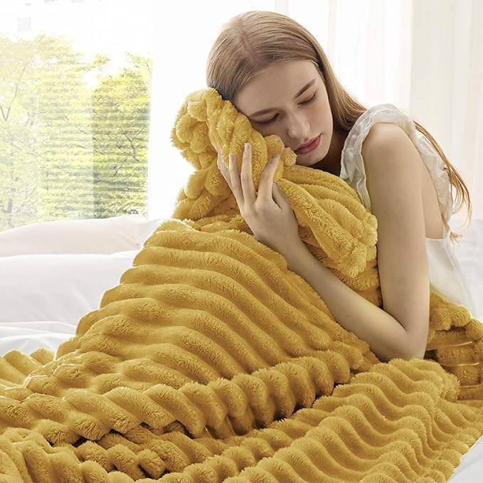 Bedsure Soft Yellow Throw Blanket for Couch Decor Gifts 50"x70"