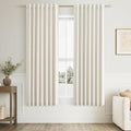 Guken 100% Blackout Linen Short Curtains for Bedroom 58 Inches Long Natural Cream Black Out Curtain Back Tab Thermal Insulated Room Darkening Window Drapes for Living Room 2 Panels Beige Ivory 52x58