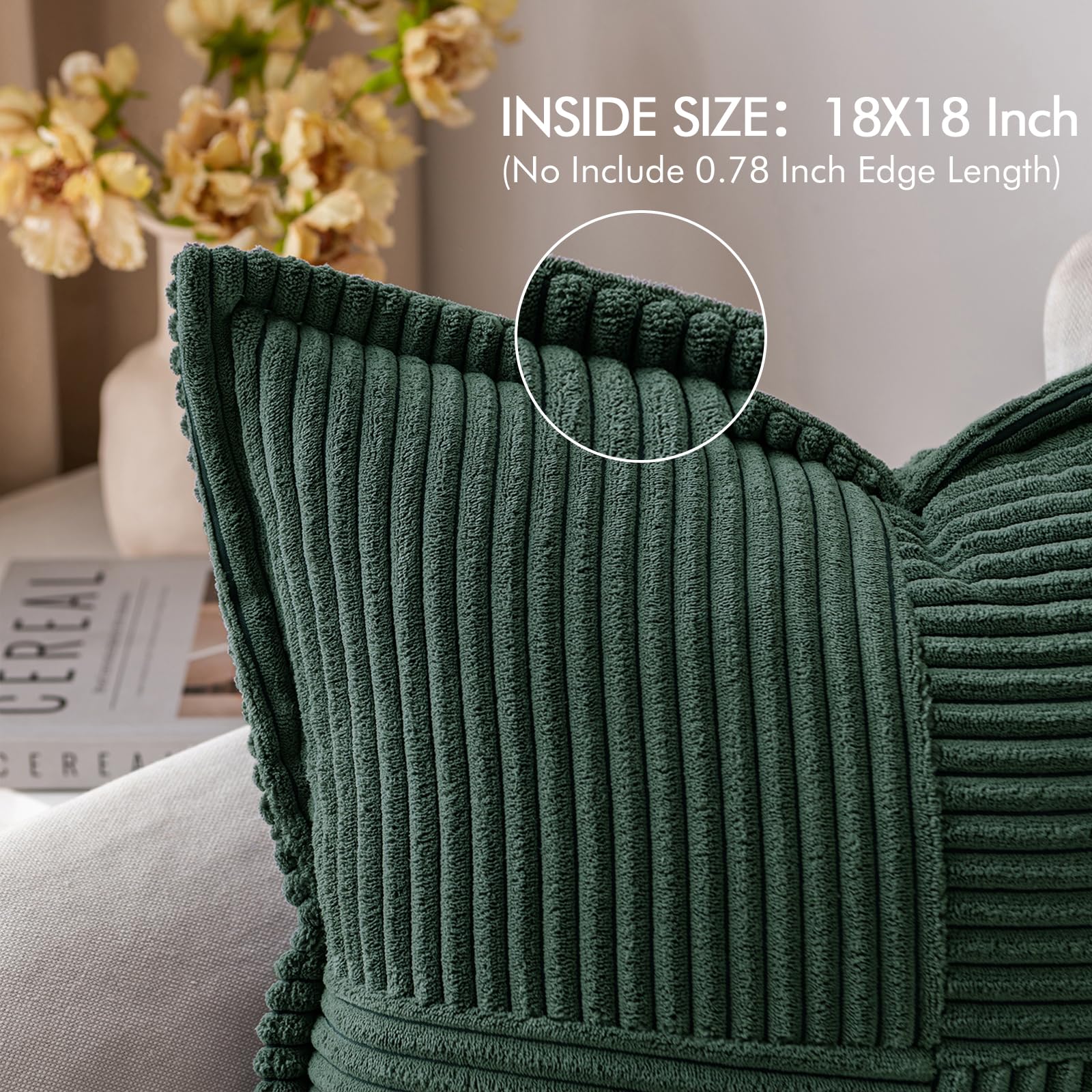 MIULEE Decorative Throw Pillow Covers for Couch 18x18 Inch Dark Green