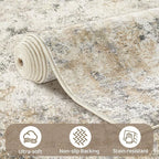 UERMEI 8x10 Area Rug Living Room Rugs - Washable Neutral Modern Abstract Soft Thin Large Rug Indoor Floor No Slip Rug Carpet for Bedroom Under Dining Table Home Office Decor - Golden Grey