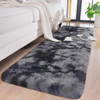 Chicrug Soft Runner Rugs for Bedroom Living Room Plush Fluffy Rug 2x10 Feet, Shag Furry Area Rug Carpet Non Shedding for Nursery Children Kids Girls Room Home Decorative, Grey and Black