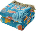 MSGKV Throw Blanket for Couch Cotton Cute Ocean Animals Blanket 50"x60" Sofa Chair Blankets Muslin Spring Breathable All Seasons Lightweight Farmhouse Home Decor