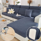 Yoovat Couch Cushion Covers for Sofa Couch Covers Wear-Resistant Universal Sofa Cover Washable Stretch for Sectional Slipcovers (Texture-Gray Blue,Chaise Cover)