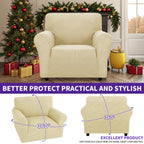 ZNSAYOTX Super Stretch Chair Slipcover Universal Sofa Chair Covers for Living Room Dogs Pet Furniture Protector Spandex Armchair Slipcovers with Anti Slip Foam Sticks (Beige, Chair)