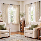 jinchan Belrose Linen Curtains for Bedroom Floral Curtains 63 Inch Length Linen Blend Beige Embroidered Drapes Farmhouse Flower Patterned Drapes for Living Room Window Treatments Sets 4 Panels