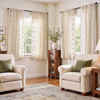 jinchan Floral Linen Curtains 84 Inch Farmhouse Back Tab 2 Panels
