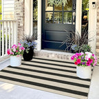 Black and White Striped Entry Rug - 3x5 Ft Washable Indoor Outdoor Front Door Mat Outside Entrance Front Porch Mat Non-Slip Floor Carpet for Bedroom Entryway Kitchen Office Porch Decor