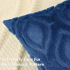 decorUhome Faux Fur Plush Soft Dark Blue Throw Pillow Covers 22x22 Set of 2