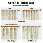 Lazzzy Green Vintage Floral Linen Curtains Farmhouse 50W X 90L 2 Panels