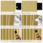 Guken Yellow 100% Blackout Curtains 102 Inch Length 2 Panels Set for Living Room Bedroom Back Tab Thermal Insulated Black Out Linen Drapes Room Darkening Window Curtains, 52x102