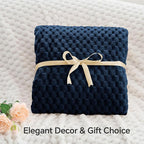 BEDELITE Fleece Blanket - 3D Jacquard Decorative Navy King Size Blankets for Bed, Soft and Cozy Warm Plush Fluffy Blanket All Seasons Suitable, 108x90Inches