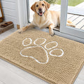 OLANLY Dog Door Mat for Muddy Paws 36x24, Paw Print Design Chenille Mud Mat
