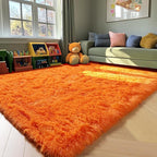 ONASAR Orange Rugs for Living Room Bedroom, 5x8 Fluffy Bedside Area Rug, Soft Plush Shaggy Indoor Floor Carpet for Nursery Kids Girls Boys Teen Dorm Home Office Decor Aesthetic