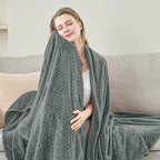 inhand Grey Leaves Pattern Throw Blanket for Couch, Super Soft Flannel Cozy Lightweight Fuzzy Blankets for Women, 50 x 60 Inches