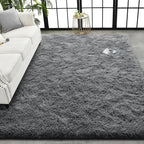 TWINNIS Super Soft Shaggy Rugs Fluffy Carpets, 6x9 Feet, Indoor Modern Plush Area Rugs for Living Room Bedroom Kids Room Nursery Home Decor, Upgrade Anti-Skid Rectangular Fuzzy Rug, Gray