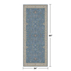 Hazo Haus Boho 2x5 Kitchen Rugs Non Slip - Washable Blue Runner Rug for Bedroom Beside Bed, Laundry Room, Hallway, Non Slip with Rubber Backing, Floral Eclectic Unique Runner Décor